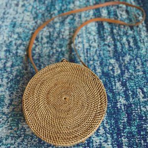 Round Woven Rattan Purse